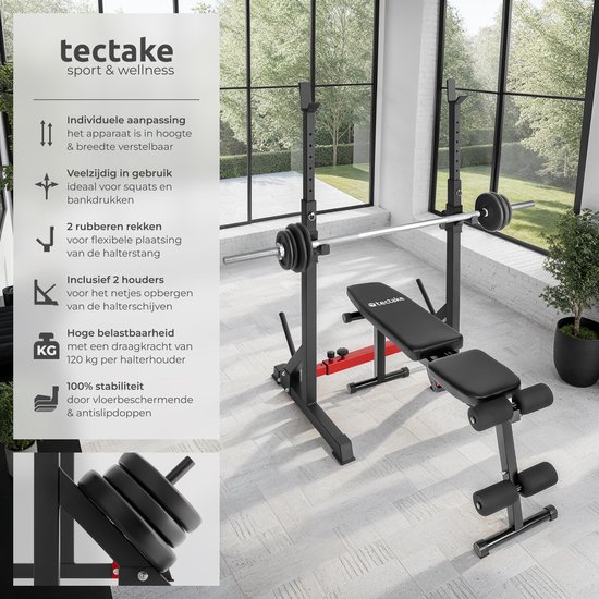 Tectake Squat Rack & Weight Bench - Afbeelding 3